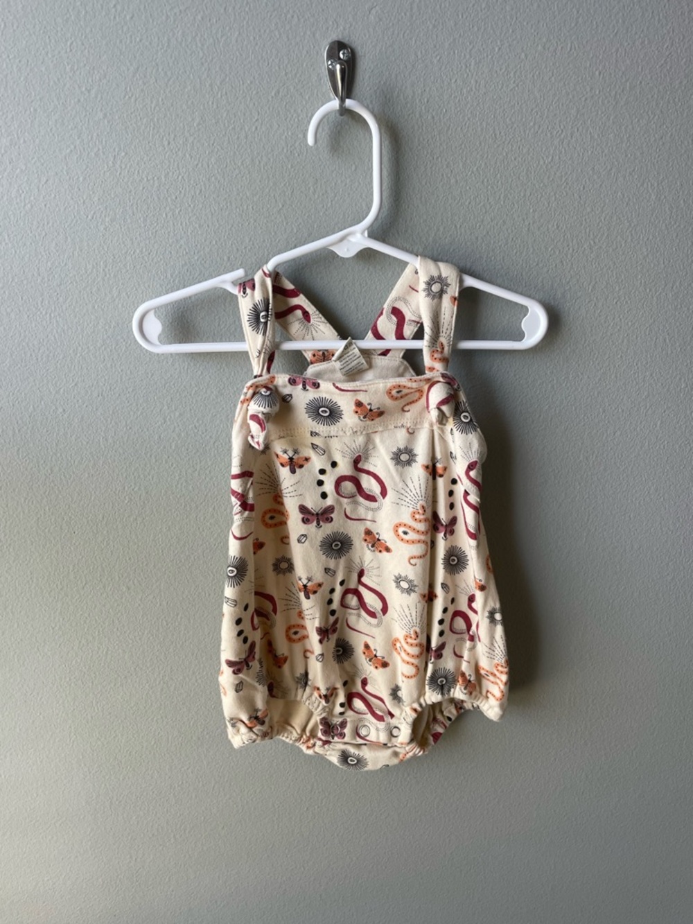 Kate Quinn Snakes and Butterflies Print Cream Bubble Romper 100% Cotton